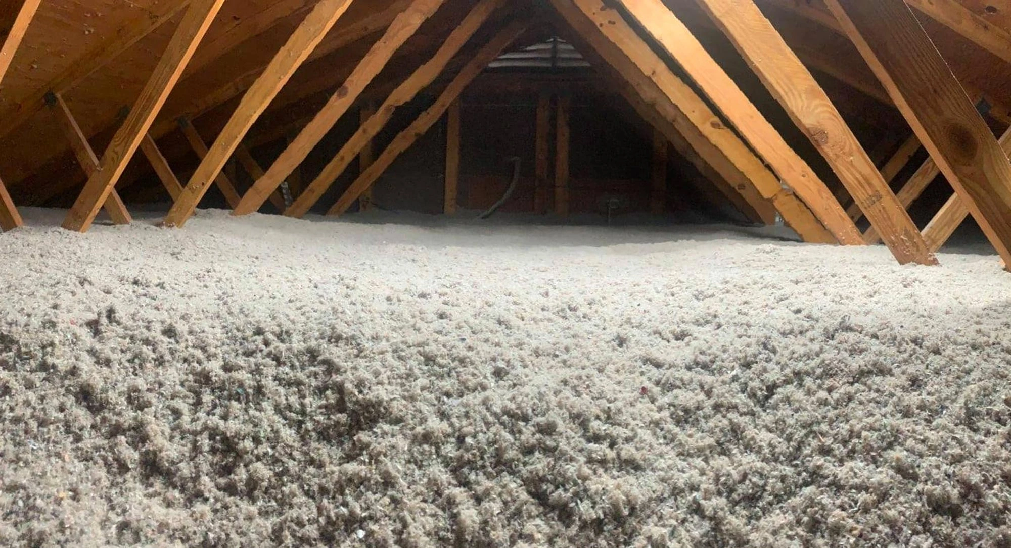 Attic with blown-in insulation